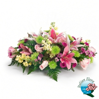 Cuscino funebre di fiori rosa